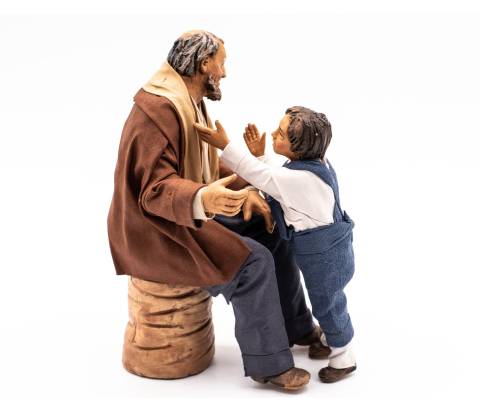  Nonno con Nipote - Fisse Vestite - 20 cm