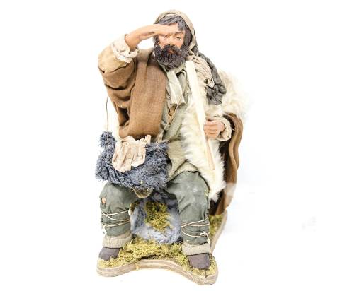 Pastore presepe scruta l'orizzonte - Movimento - 24 cm
