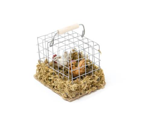 Gabbia con galline - Animali Presepe in Resina