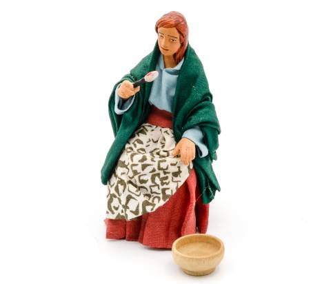 Donna con Piatto per Tavolata - h 12 cm