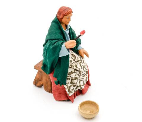 Donna con Piatto per Tavolata - h 12 cm