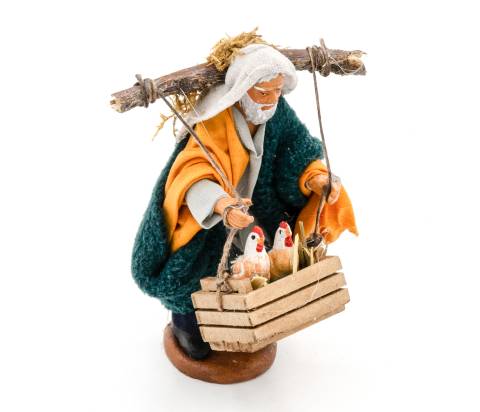 Uomo con Cassetta di Galline - h 10 cm