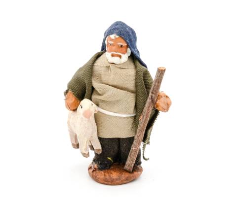 Uomo con Pecora Sotto Braccio - h 4 cm