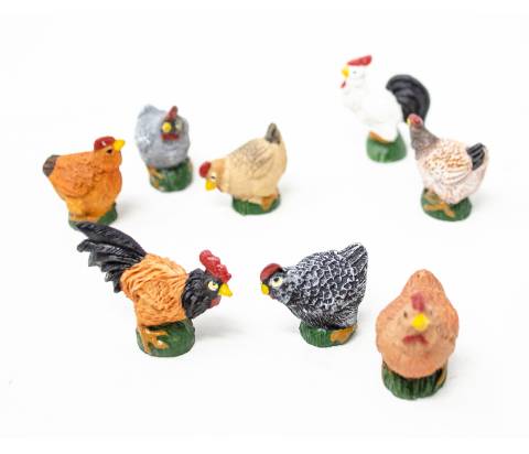  Galline varie posizioni - Animali in plastica