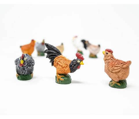 Galline varie posizioni - Animali in plastica