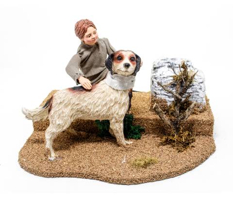 bambino con cane - Artigianato in movimento - 30 cm