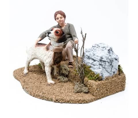  bambino con cane - Artigianato in movimento - 30 cm