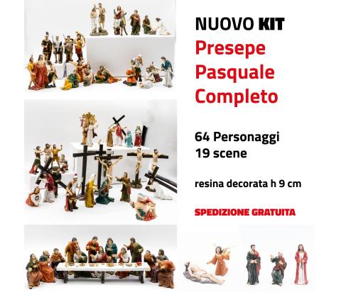NUOVO Presepe Pasquale Completo - resina h 9 cm