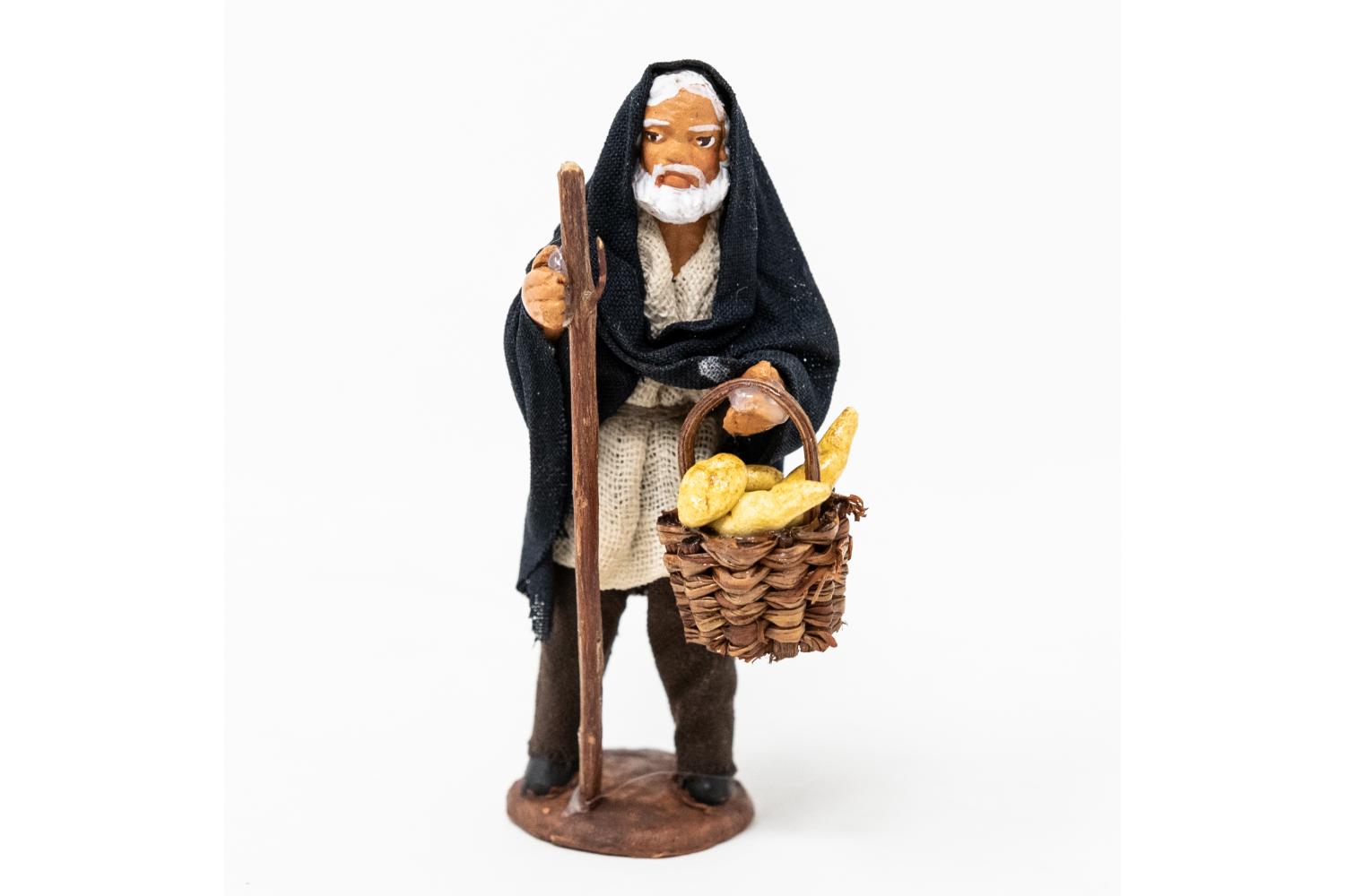 Uomo con cesto e bastone - Fisse Vestite - 7 cm