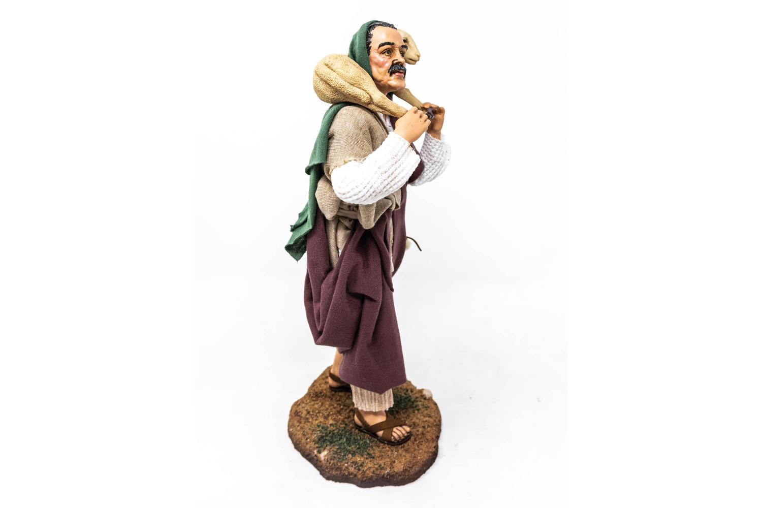 Pastore con agnello - Artistici Vestiti Fissi - 30 cm Altezza 30 cm - Artistici Vestiti Fissi - 30 cm