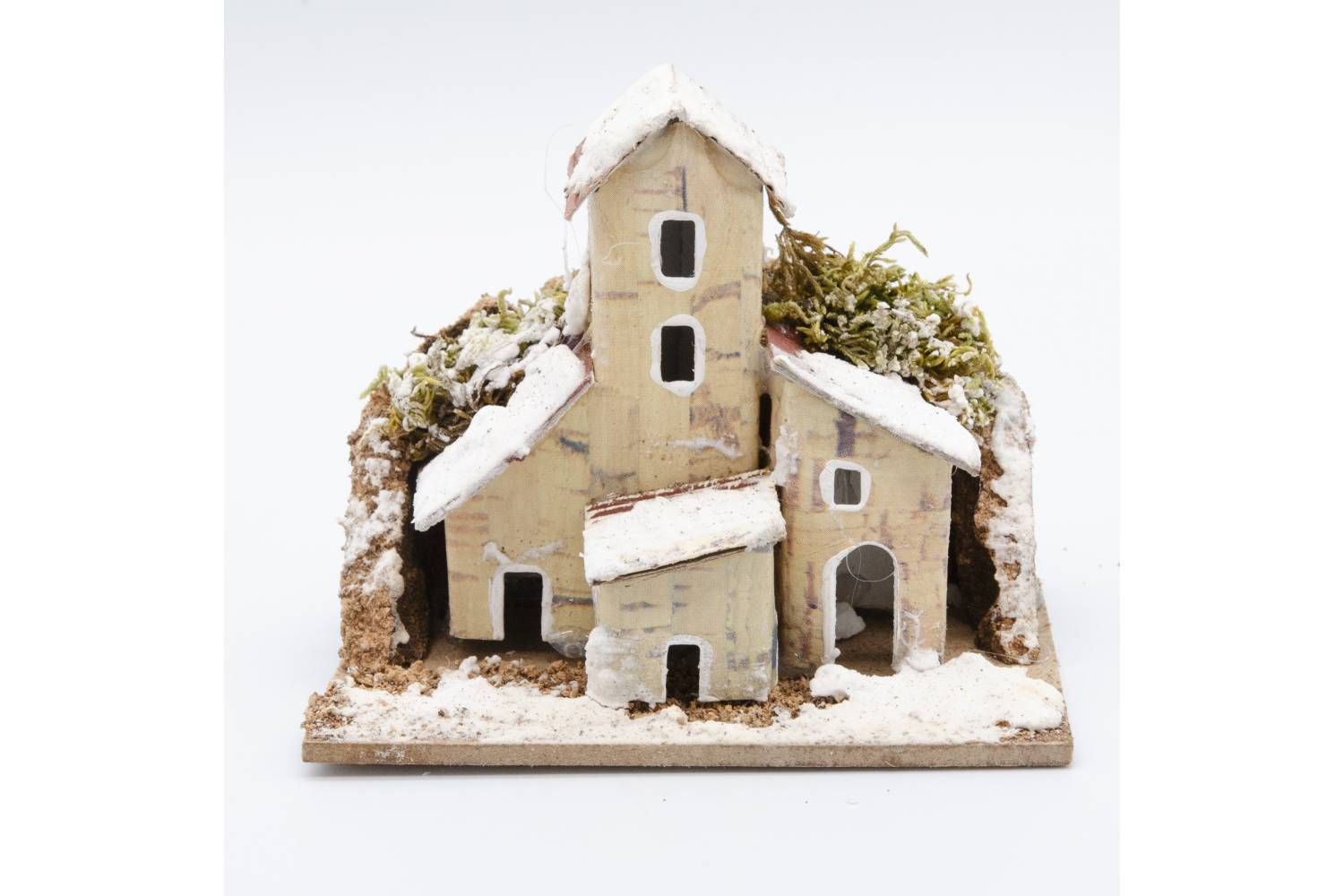 Casetta per scenografia con base, CON SUGHERO E NEVE