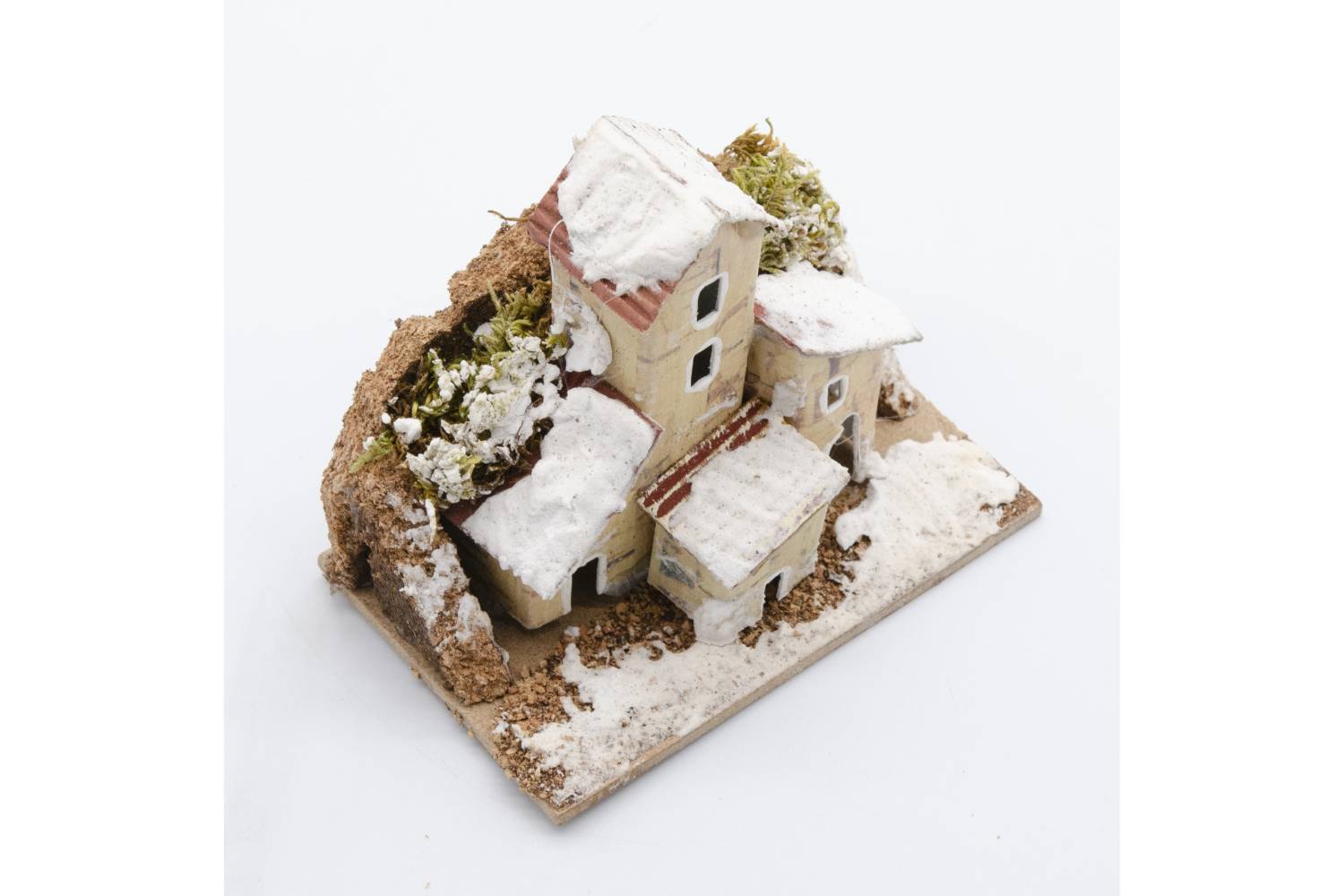 Casetta per scenografia con base, CON SUGHERO E NEVE