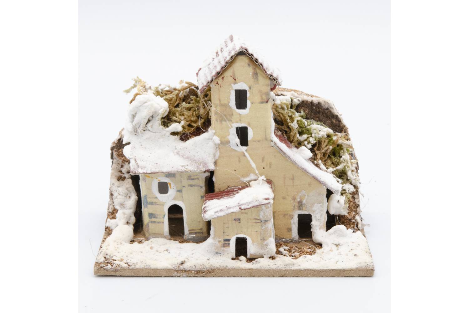 Casetta per scenografia con base, CON SUGHERO E NEVE