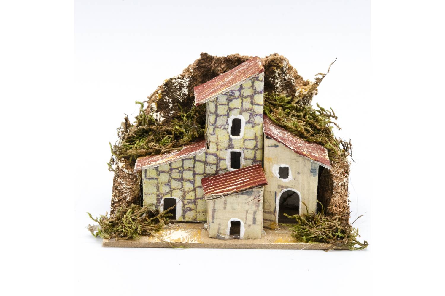 Casetta per scenografia con base, CON SUGHERO E MUSCHIO