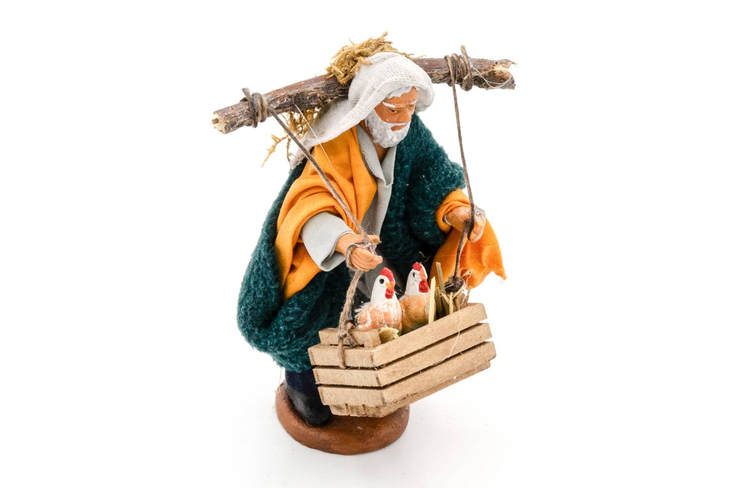 Uomo con Cassetta di Galline - h 10 cm