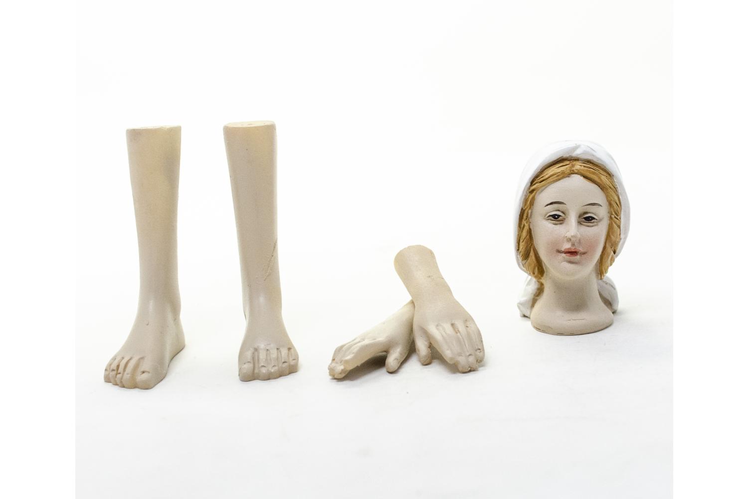 Testa - Braccia - Gambe per fantoccio - Statue Presepe, Presepi da 2 a 60 cm San Giuseppe e Maria per fantoccio H 15 cm - Statue Presepe, Presepi da 2 a 60 cm