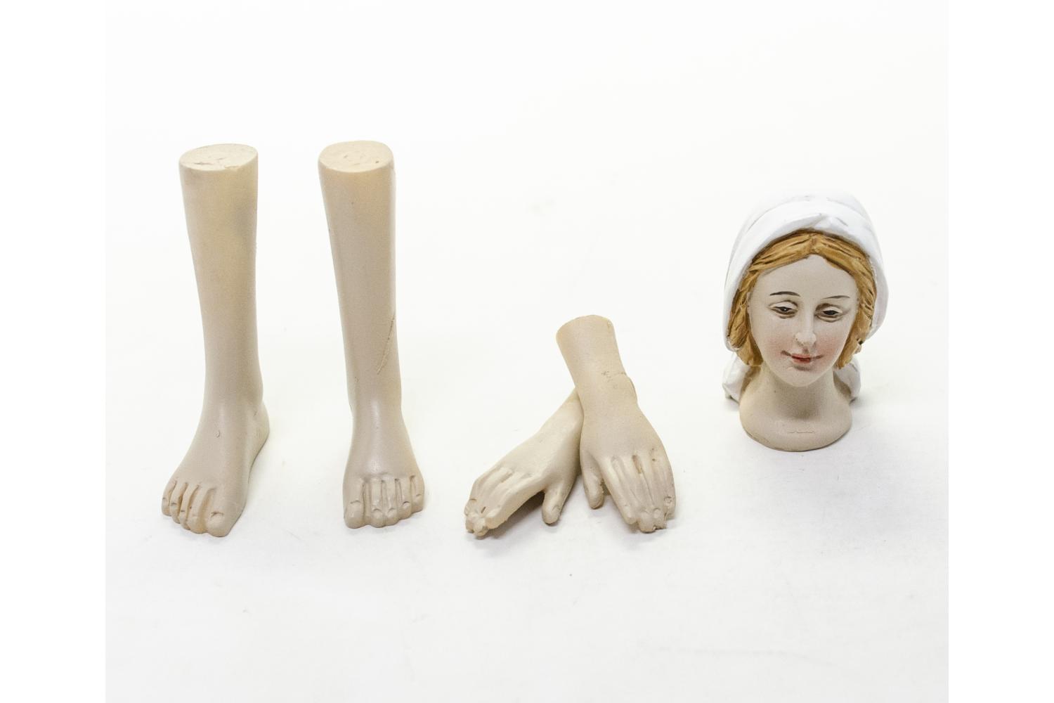 Testa - Braccia - Gambe per fantoccio - Statue Presepe, Presepi da 2 a 60 cm San Giuseppe e Maria per fantoccio H 15 cm - Statue Presepe, Presepi da 2 a 60 cm