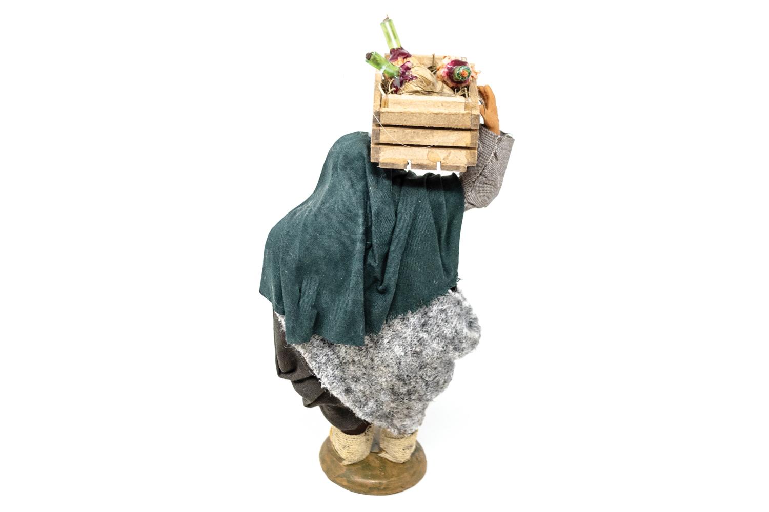 Uomo con Cassetta di Fiaschi - h 14 cm - Fisse Vestite - 14 cm