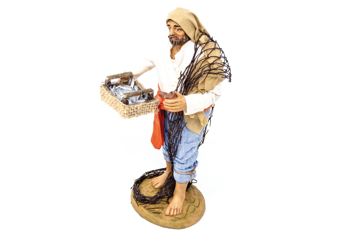 pescatore in piedi - h 14 cm - Fisse Vestite - 14 cm