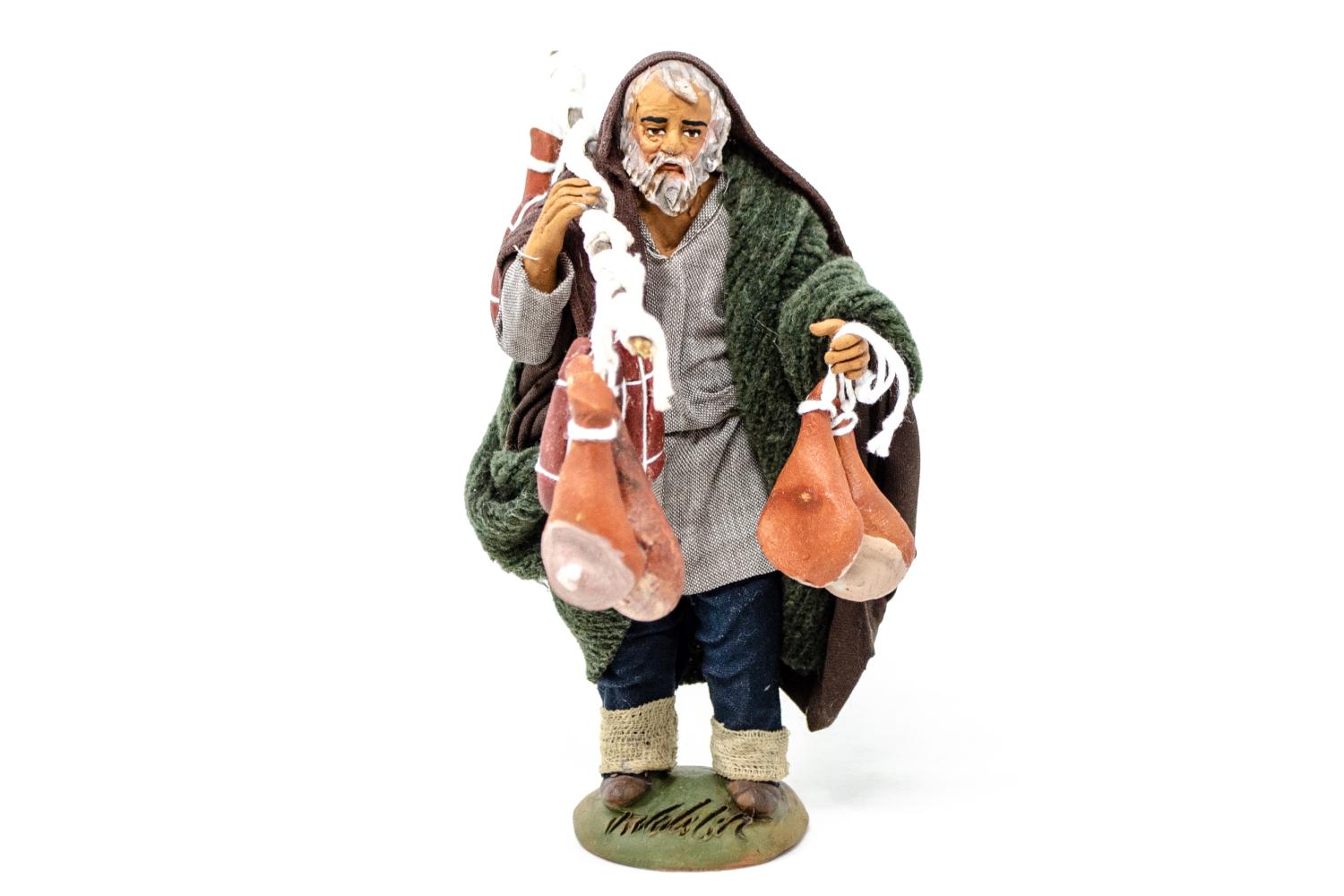 uomo con prosciutti - h 14 cm - Fisse Vestite - 14 cm