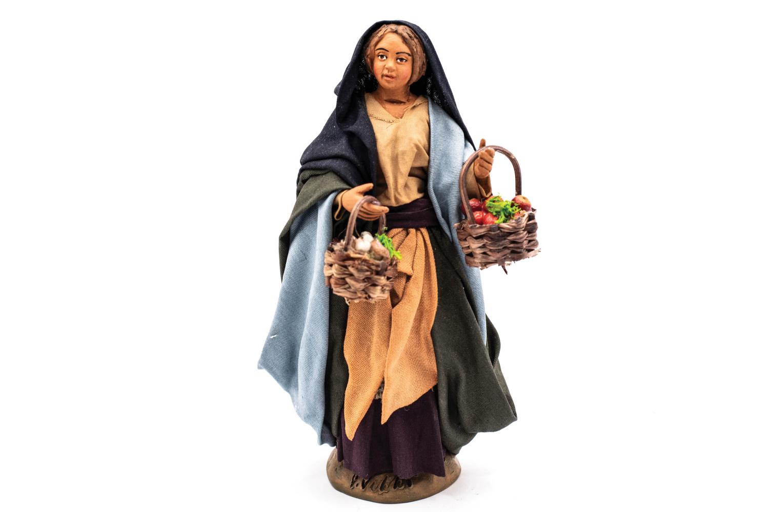 Donna due cesti - h 14 cm - Fisse Vestite - 14 cm
