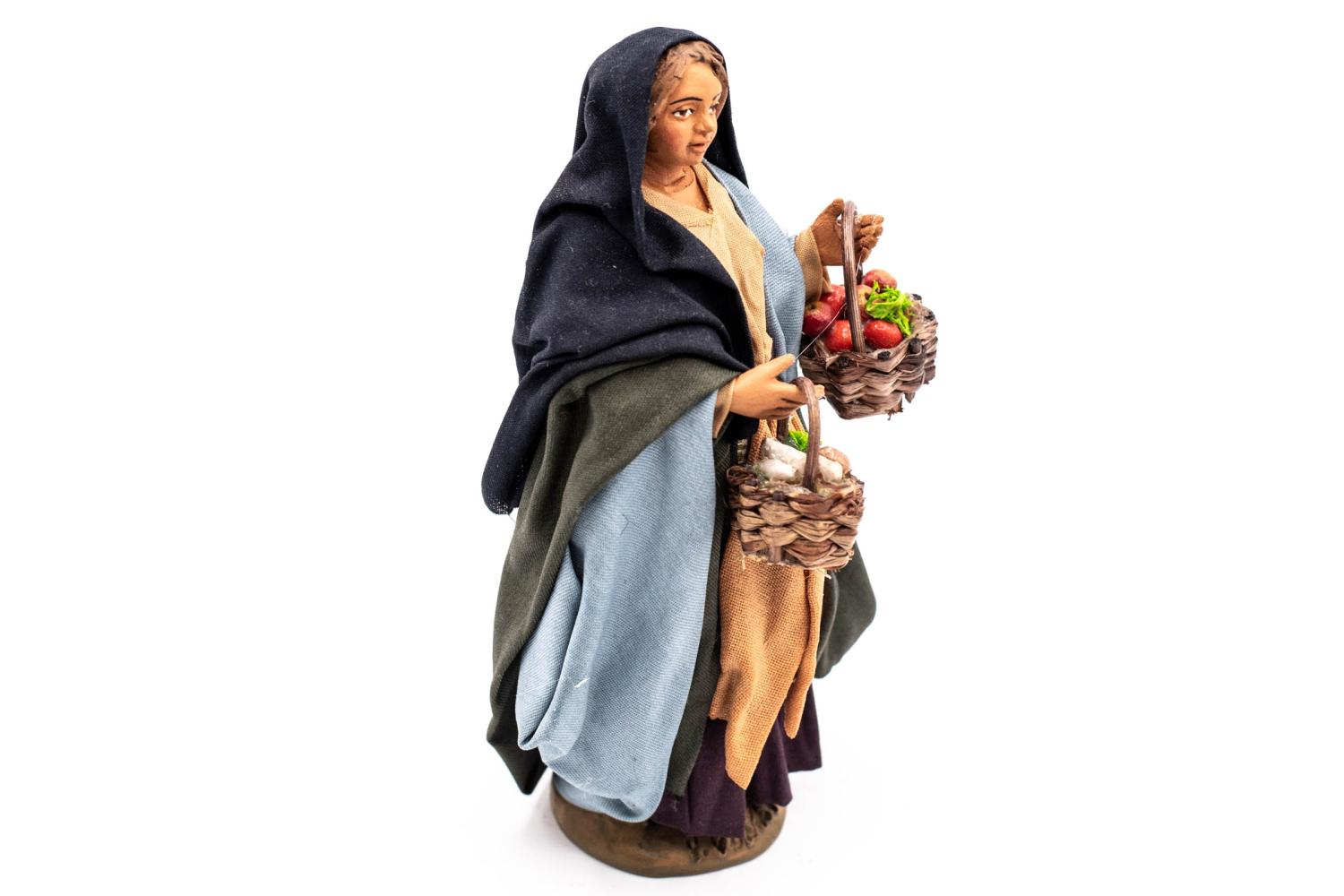 Donna due cesti - h 14 cm - Fisse Vestite - 14 cm