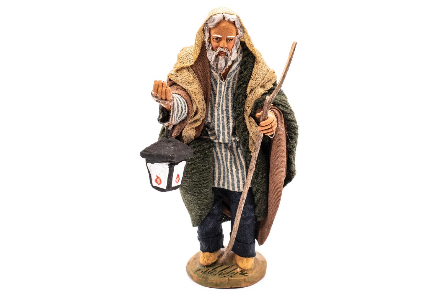 Uomo con Lanterna - h 14 cm - Fisse Vestite - 14 cm