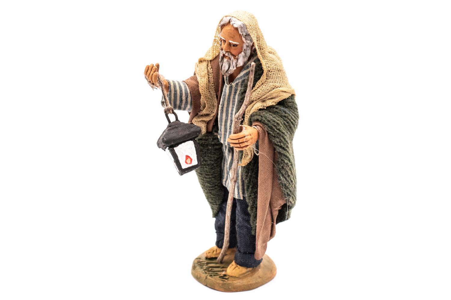 Uomo con Lanterna - h 14 cm - Fisse Vestite - 14 cm