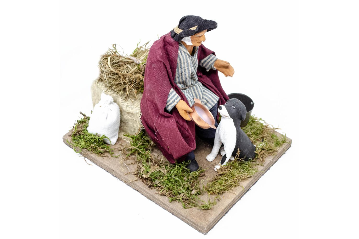 Uomo Dà da Bere al Cane - h 15 cm -