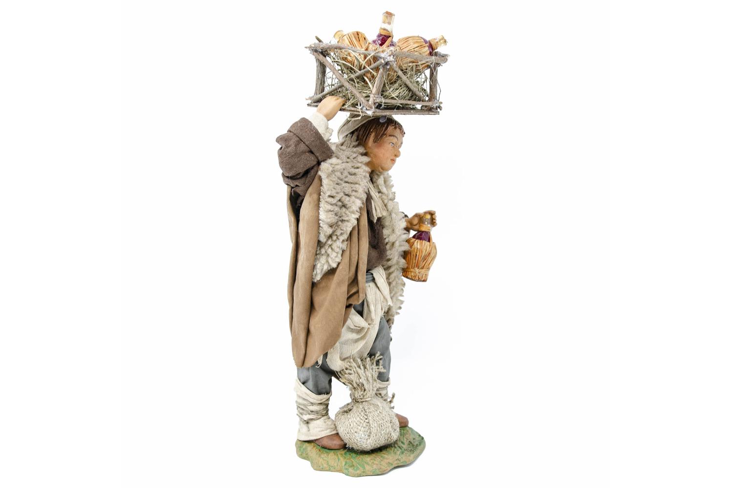 Uomo con Cassetta Fiaschi - Fisse Vestite - 24 cm Serie 24 cm - Fisse Vestite - 24 cm