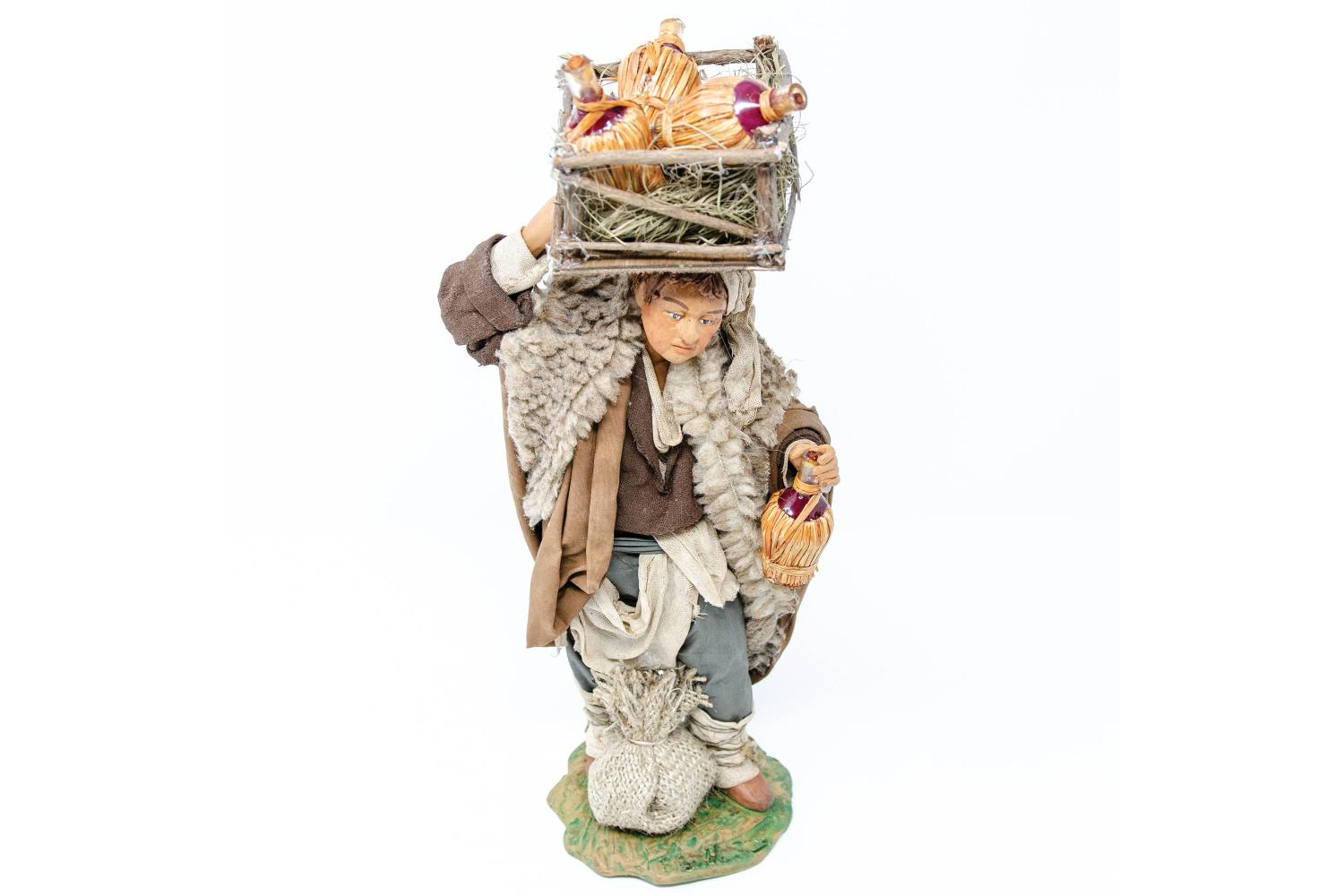 Uomo con Cassetta Fiaschi - Fisse Vestite - 24 cm Serie 24 cm - Fisse Vestite - 24 cm