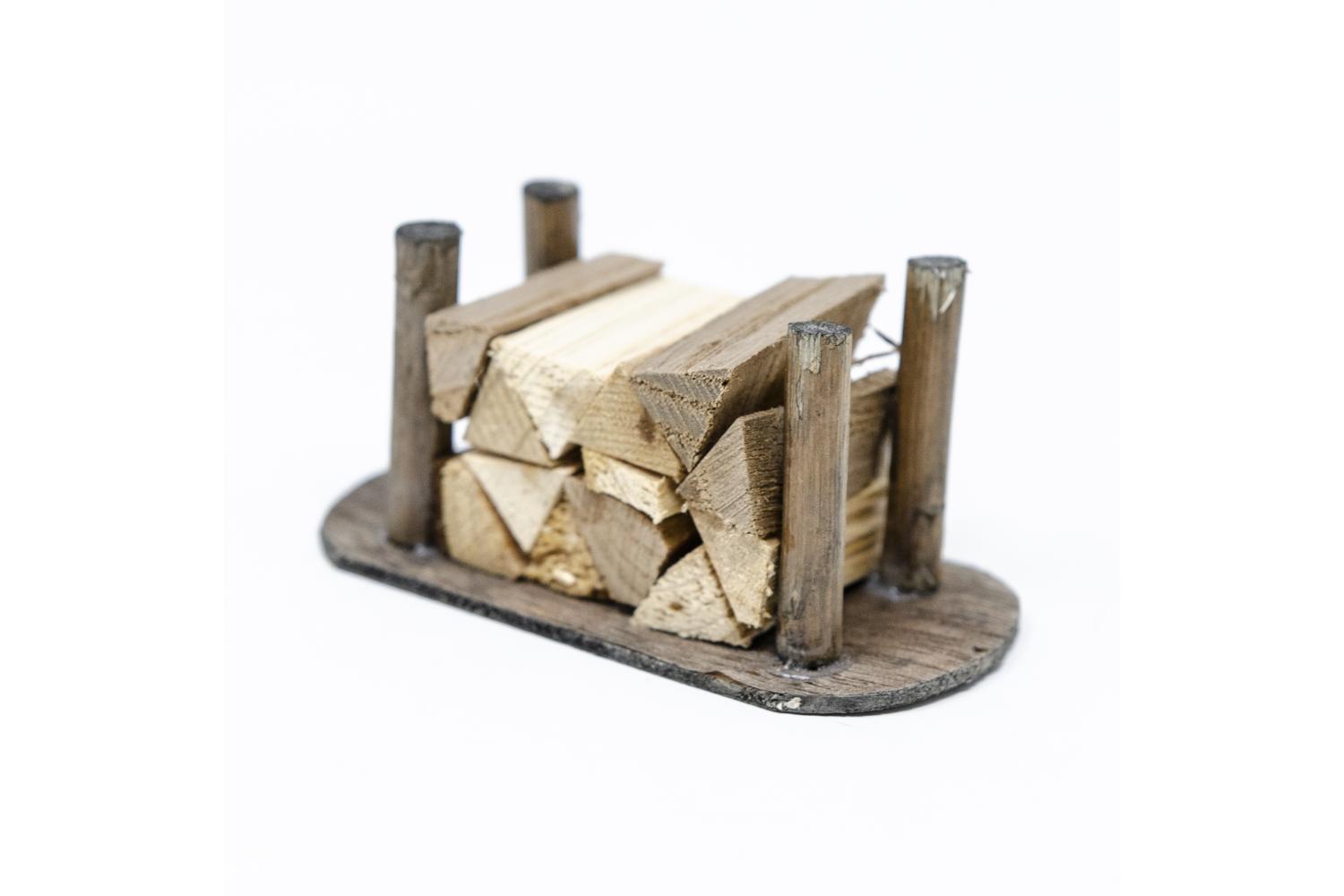 Catasta di legna tagliata - Paglia, Legna, Sughero, Juta 8x4x4 cm - Paglia, Legna, Sughero, Juta