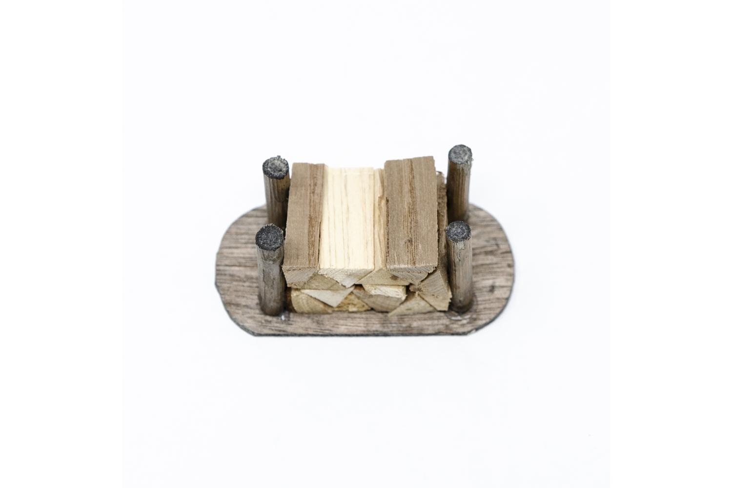 Catasta di legna tagliata - Paglia, Legna, Sughero, Juta 8x4x4 cm - Paglia, Legna, Sughero, Juta