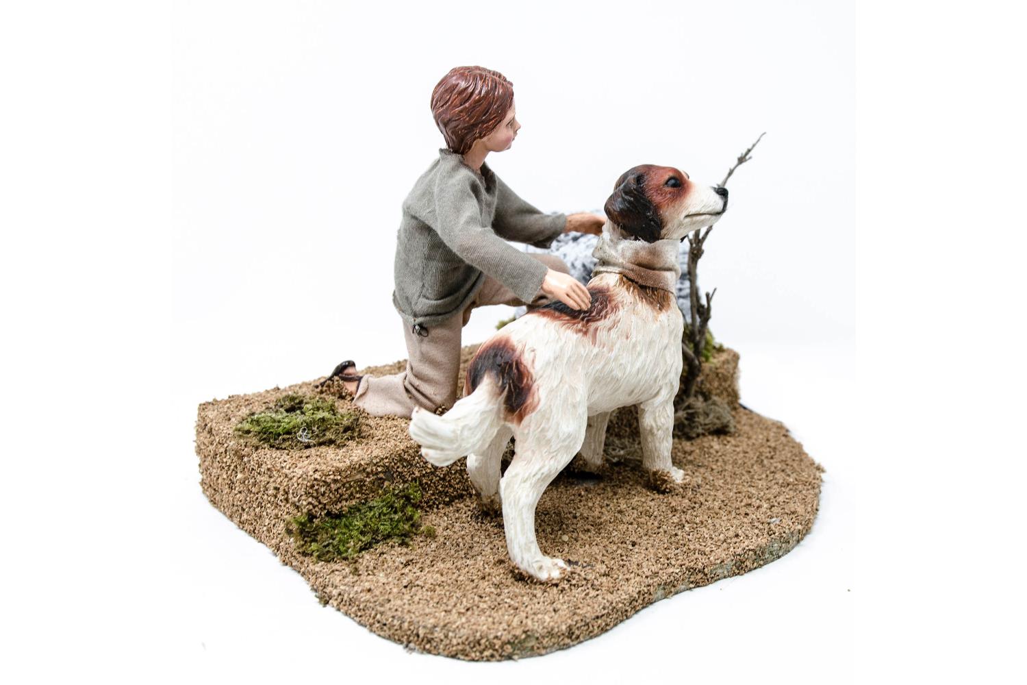 Bambino con cane - Artigianato in movimento - 30 cm bambino con cane - Artigianato in movimento - 30 cm