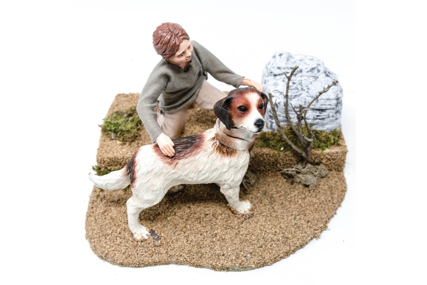 Bambino con cane - Artigianato in movimento - 30 cm bambino con cane - Artigianato in movimento - 30 cm